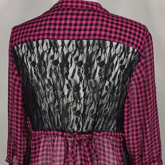 Torrid Sheer Lace Checkered Blouse - Picture 5 of 8